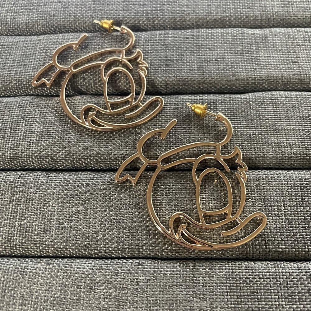 Gold Donald Duck Earrings